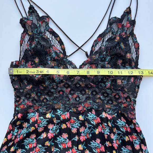 NWT Free People Adella Slip Mini Dress Floral Small Black - Picture 13 of 16